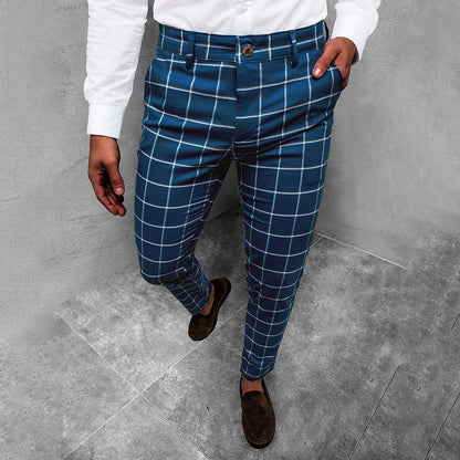 Stylish Checked Work Pants - Slim Fit Design