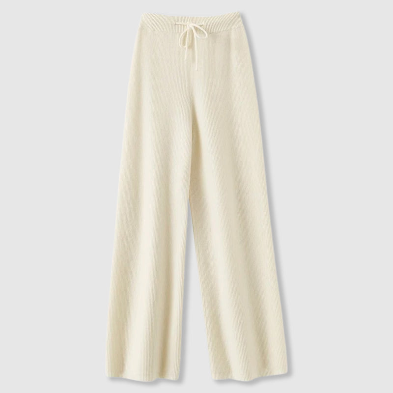 Comfy Women's Loose Fit Pants - Soft Ribbed Drawstring Waist