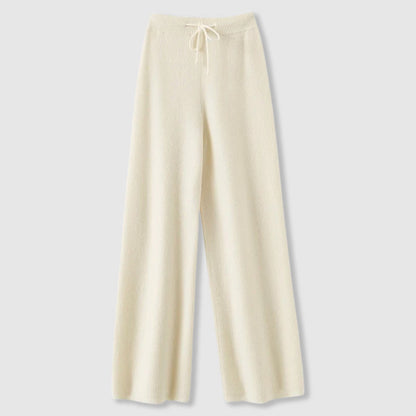 Comfy Women's Loose Fit Pants - Soft Ribbed Drawstring Waist