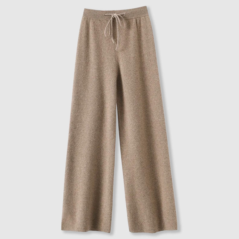 Comfy Women's Loose Fit Pants - Soft Ribbed Drawstring Waist - ModishWorld