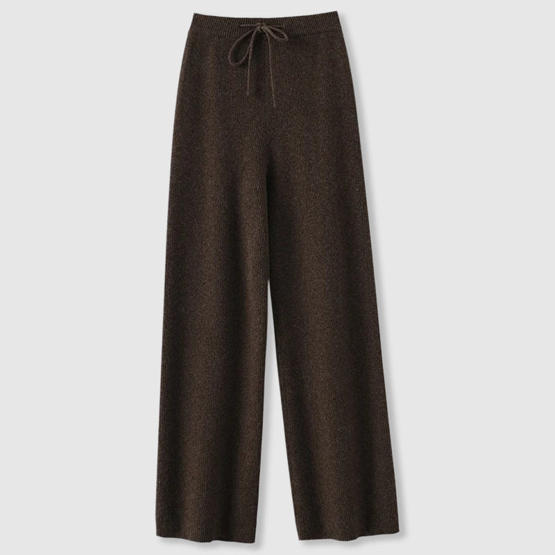 Comfy Women's Loose Fit Pants - Soft Ribbed Drawstring Waist