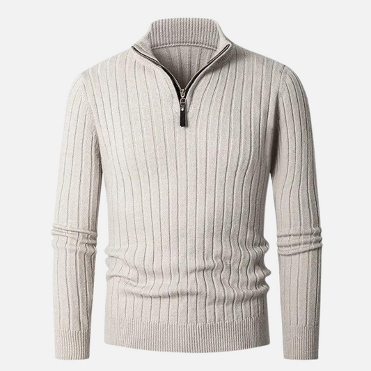 Warm Mens Quarter Zip Knit Sweater - ModishWorld