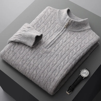 Warm Crew Neck Quarter Zip Sweater