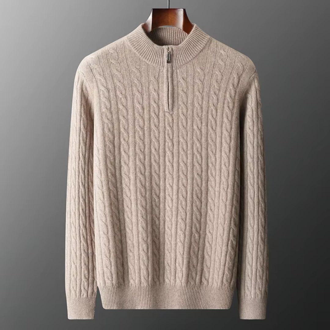 Warm Crew Neck Quarter Zip Sweater - ModishWorld