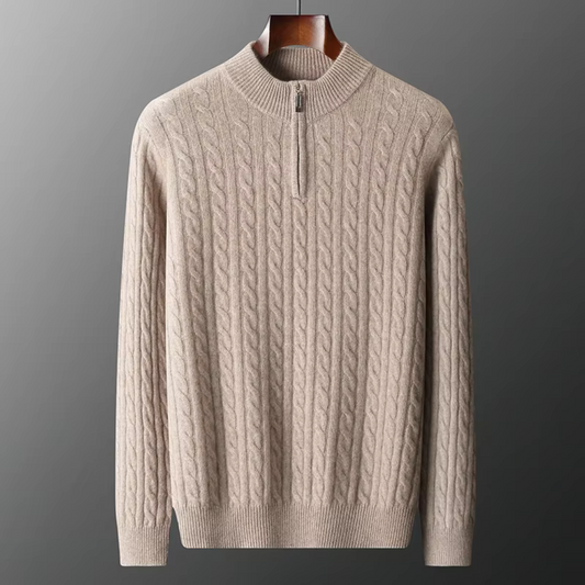 Warm Crew Neck Quarter Zip Sweater - ModishWorld