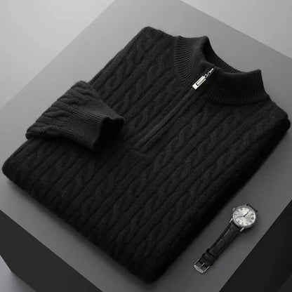 Warm Crew Neck Quarter Zip Sweater