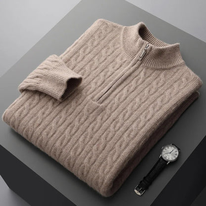 Warm Crew Neck Quarter Zip Sweater