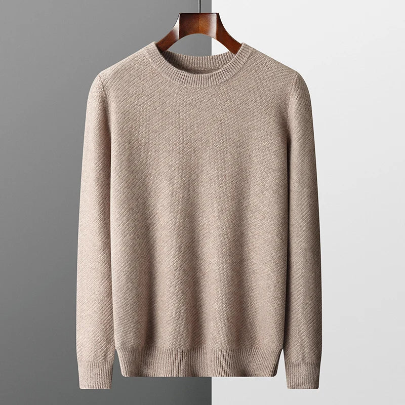 Men's Textured Crew Neck Sweater - ModishWorld