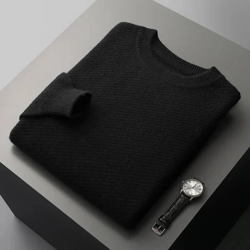 Men's Textured Crew Neck Sweater