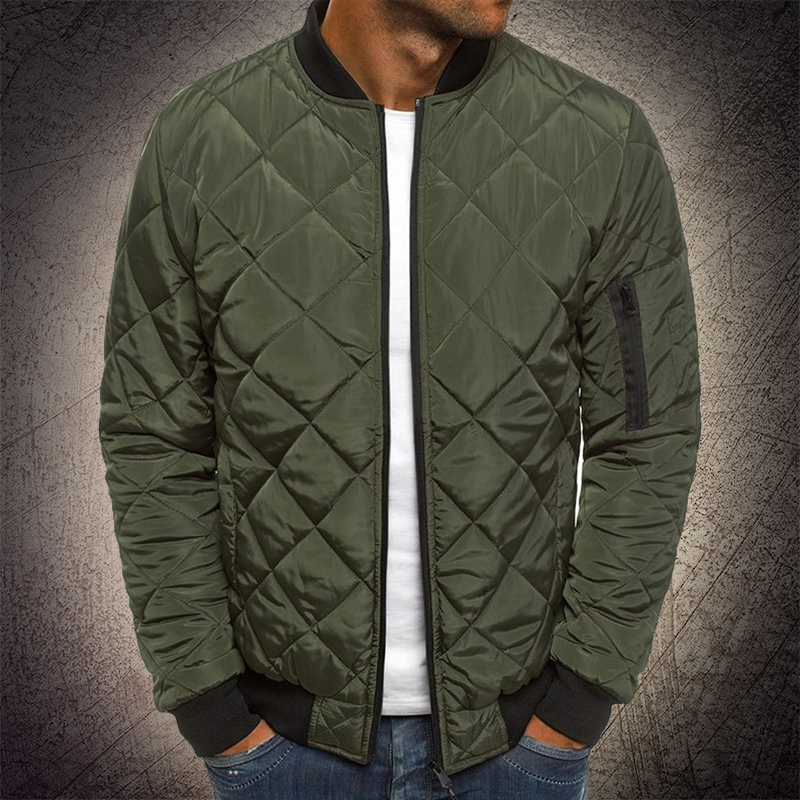 Men's Insulated Quilted Bomber Jacket with Zip Pockets