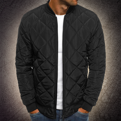 Men's Insulated Quilted Bomber Jacket with Zip Pockets