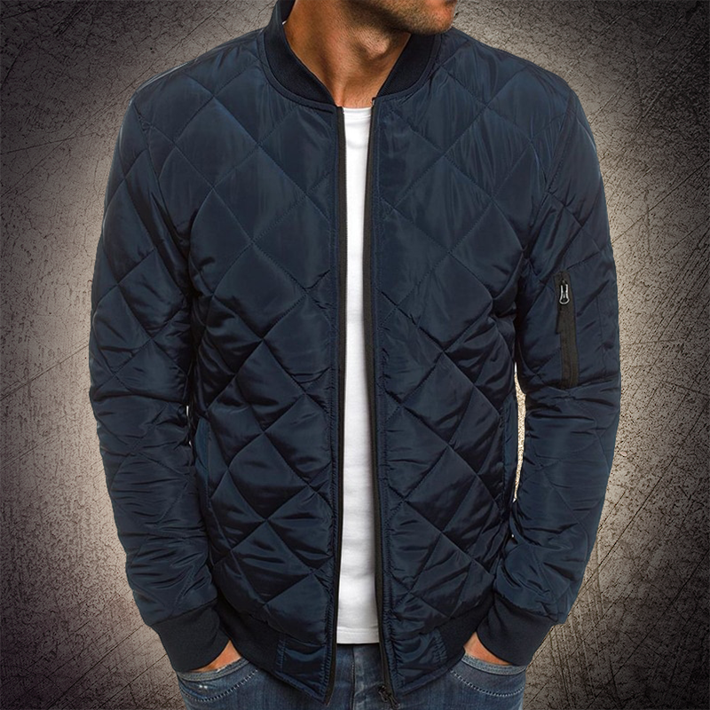 Men's Insulated Quilted Bomber Jacket with Zip Pockets