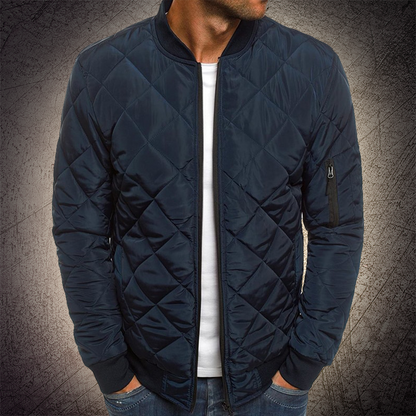 Men's Insulated Quilted Bomber Jacket with Zip Pockets