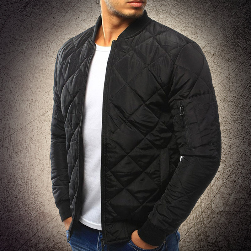 Men's Insulated Quilted Bomber Jacket with Zip Pockets - ModishWorld