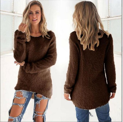 Soft Women's Sweatshirt Crew Neck Fleece Jumper