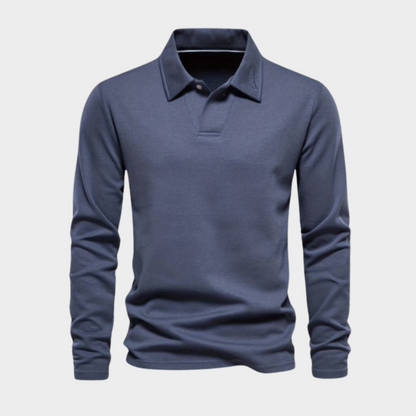 Relaxed Fit Casual Long Sleeve Polo Shirt for Men - ModishWorld