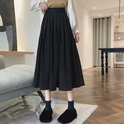 Flared Feminine Mid Length Skirt - Elegant Pleated Design