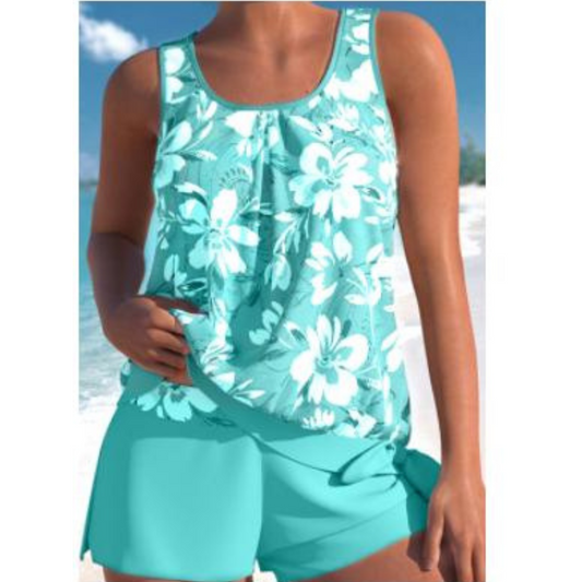 Women's Floral Tankini Swimsuit with Shorts - ModishWorld