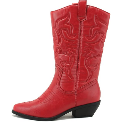 Ladies' Decorative Western Ankle Boots - Sharp Toe & Low Heel