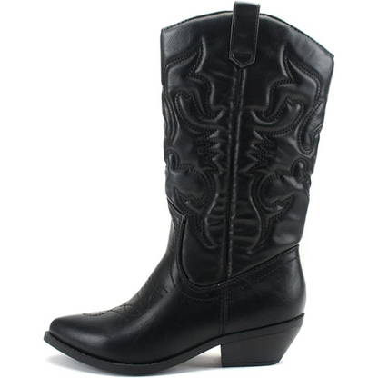 Ladies' Decorative Western Ankle Boots - Sharp Toe & Low Heel