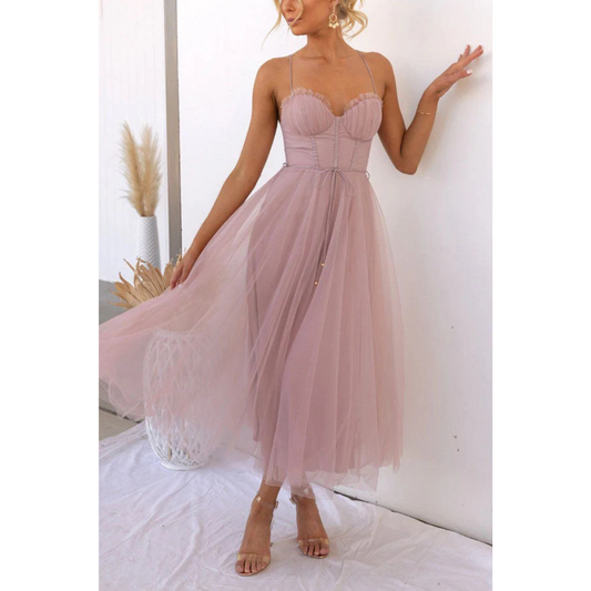 Chic Summer Midi Dress for Women with Thin Straps - Modish World