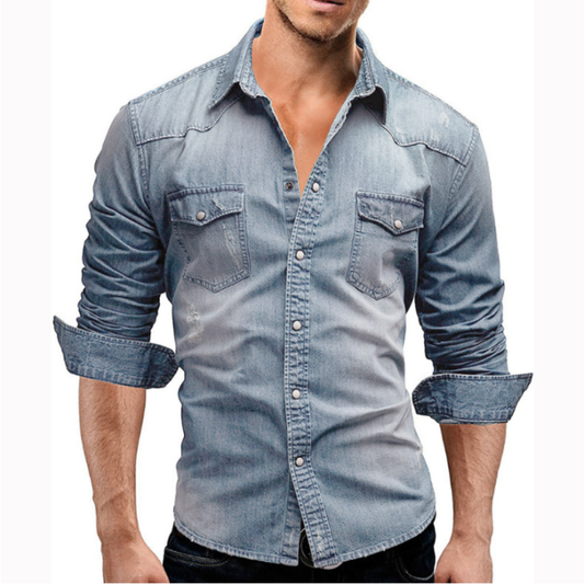 Classic Regular Fit Men's Denim Button Down Shirt - Modish World