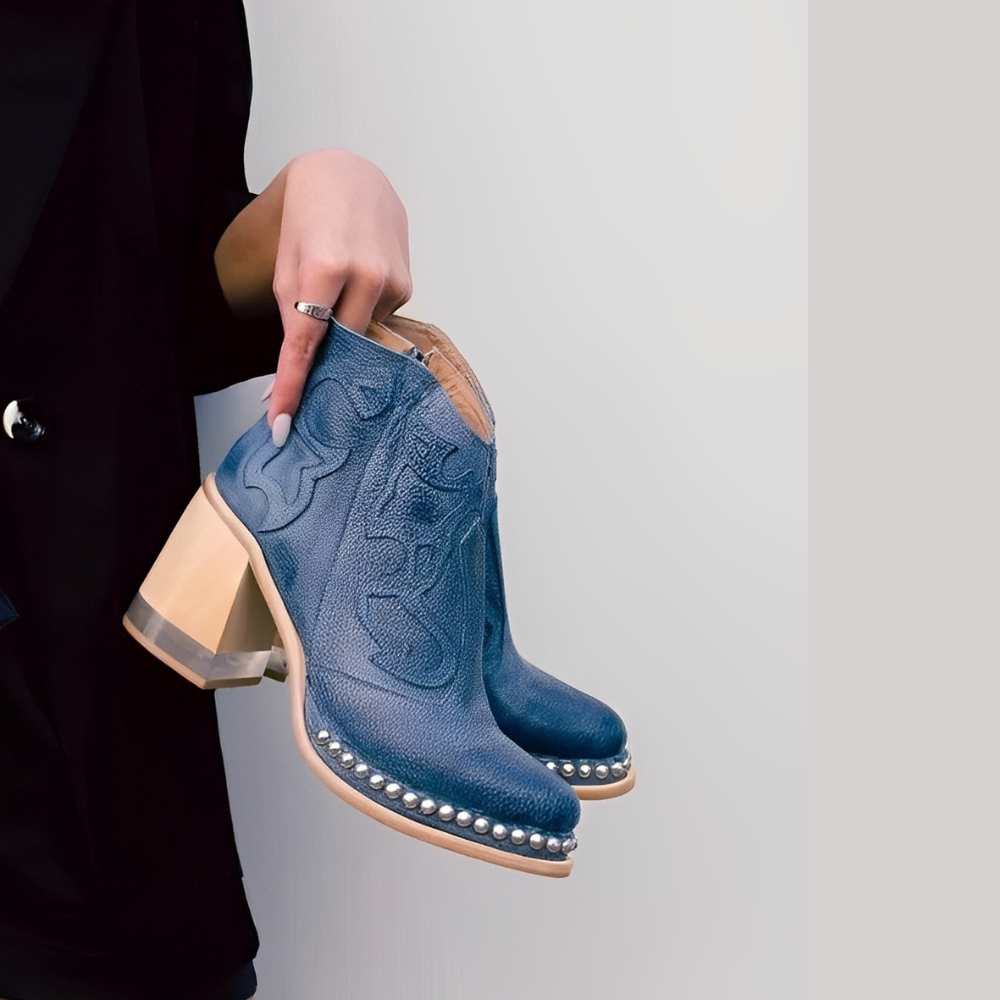 Ladies' Ankle Boots - Fashionable Clear Heel Western Style