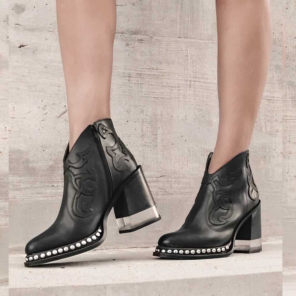 Ladies' Ankle Boots - Fashionable Clear Heel Western Style