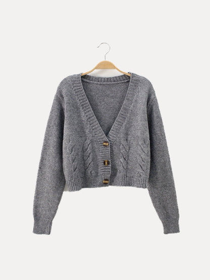 Trendy V-Neck Short Knit Sweater for Ladies - ModishWorld