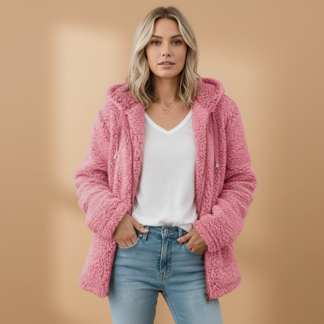 Soft Women's Fleece Hoodie Coat with Long Sleeves