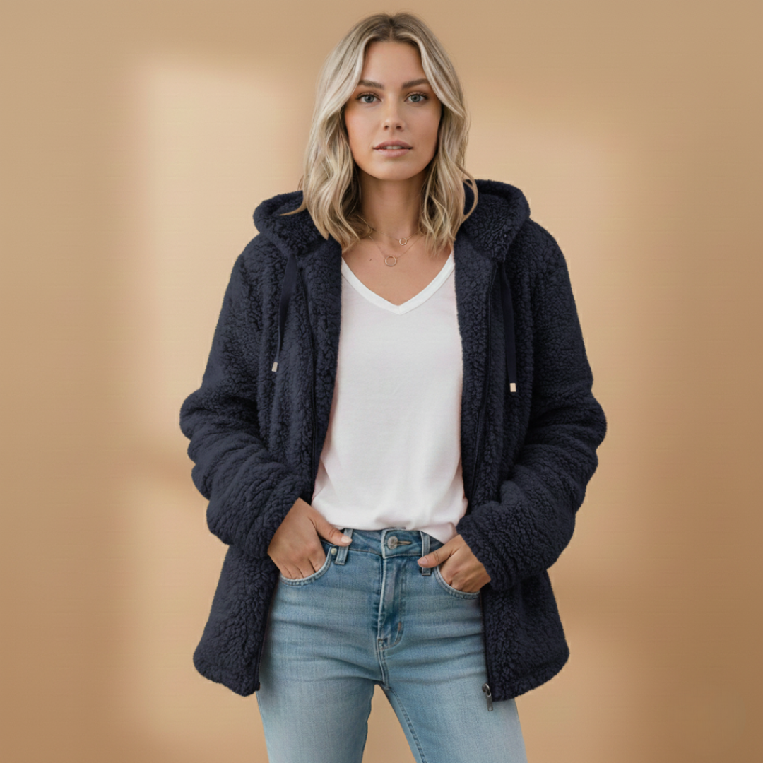 Soft Women's Fleece Hoodie Coat with Long Sleeves