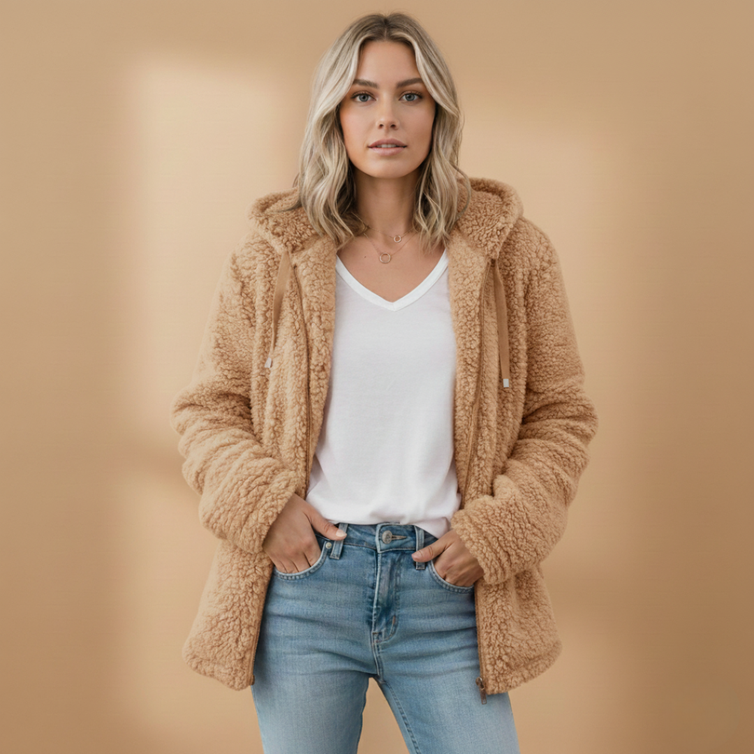 Soft Women's Fleece Hoodie Coat with Long Sleeves