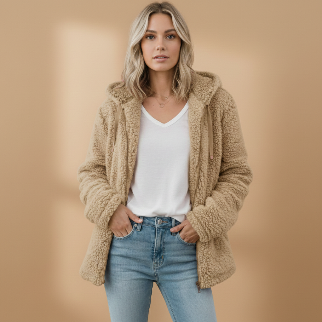 Soft Women's Fleece Hoodie Coat with Long Sleeves