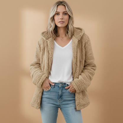 Soft Women's Fleece Hoodie Coat with Long Sleeves