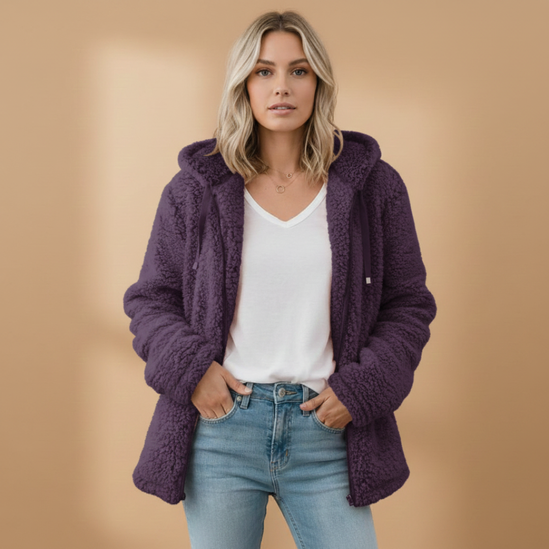 Soft Women's Fleece Hoodie Coat with Long Sleeves