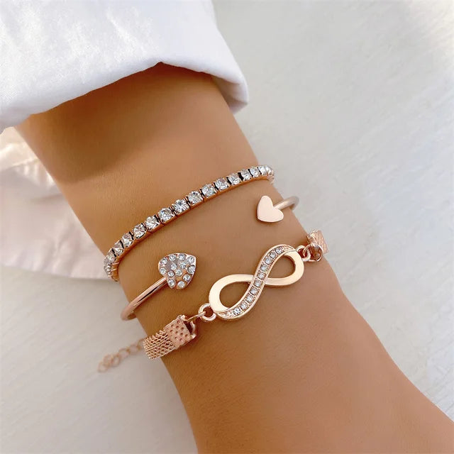 Stylish Silver Anklet Set: Boho Chic Design with Rhinestones & Crystals, Perfect Gift
 - ModishWorld