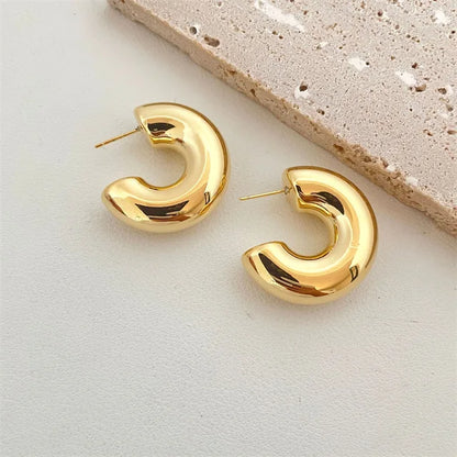 Gold, Silver, and Rose Gold Bent Raindrop Crescent Earrings with Shiny Finish
 - ModishWorld