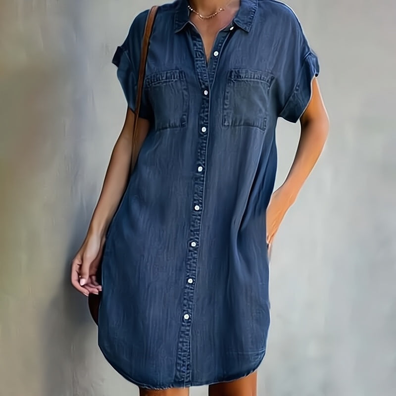 Classic Short Sleeve Shirt Dress