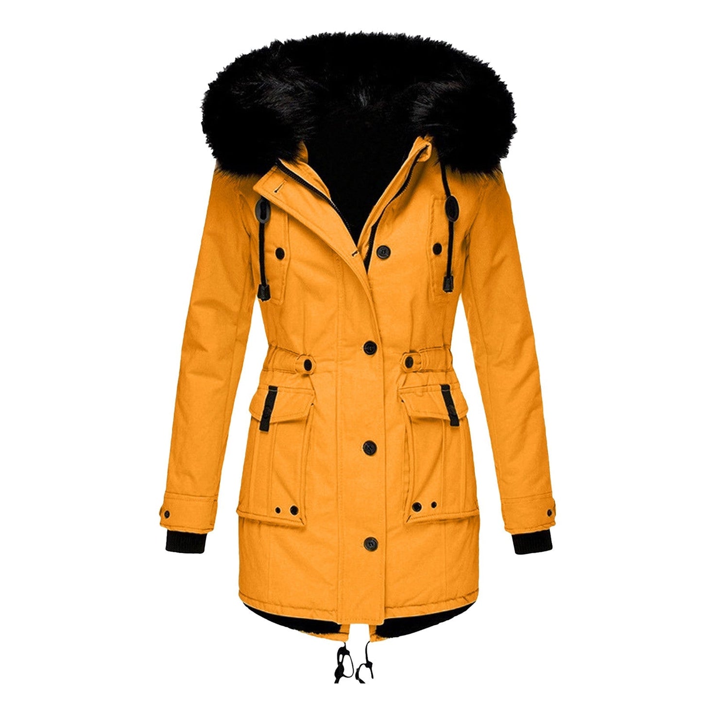 Ladies Hooded Parka with Adjustable Waist - ModishWorld