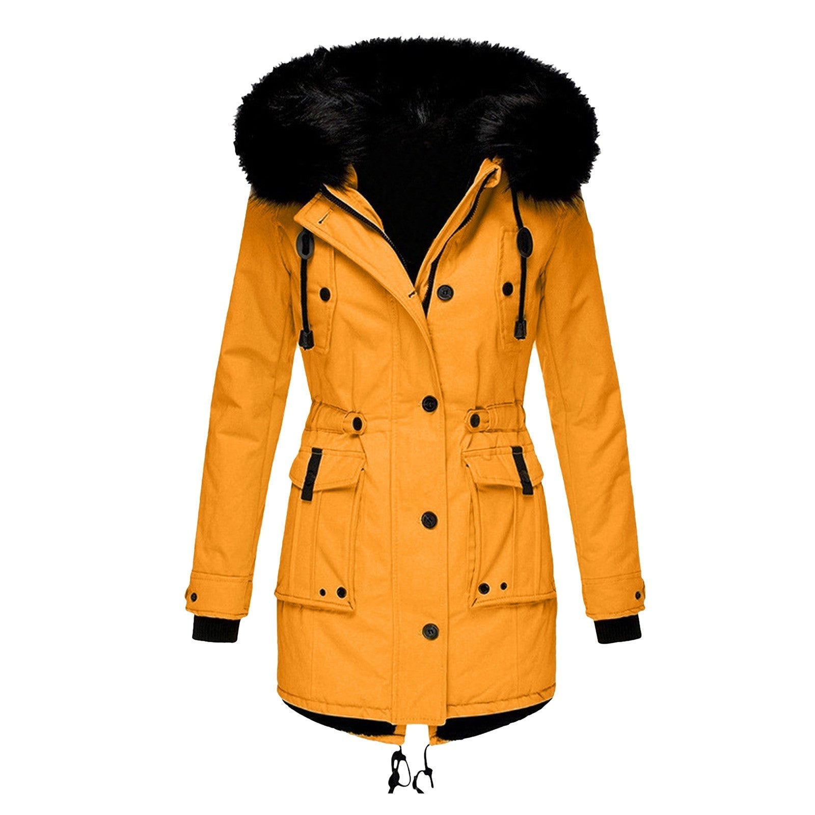 Ladies Hooded Parka with Adjustable Waist - ModishWorld