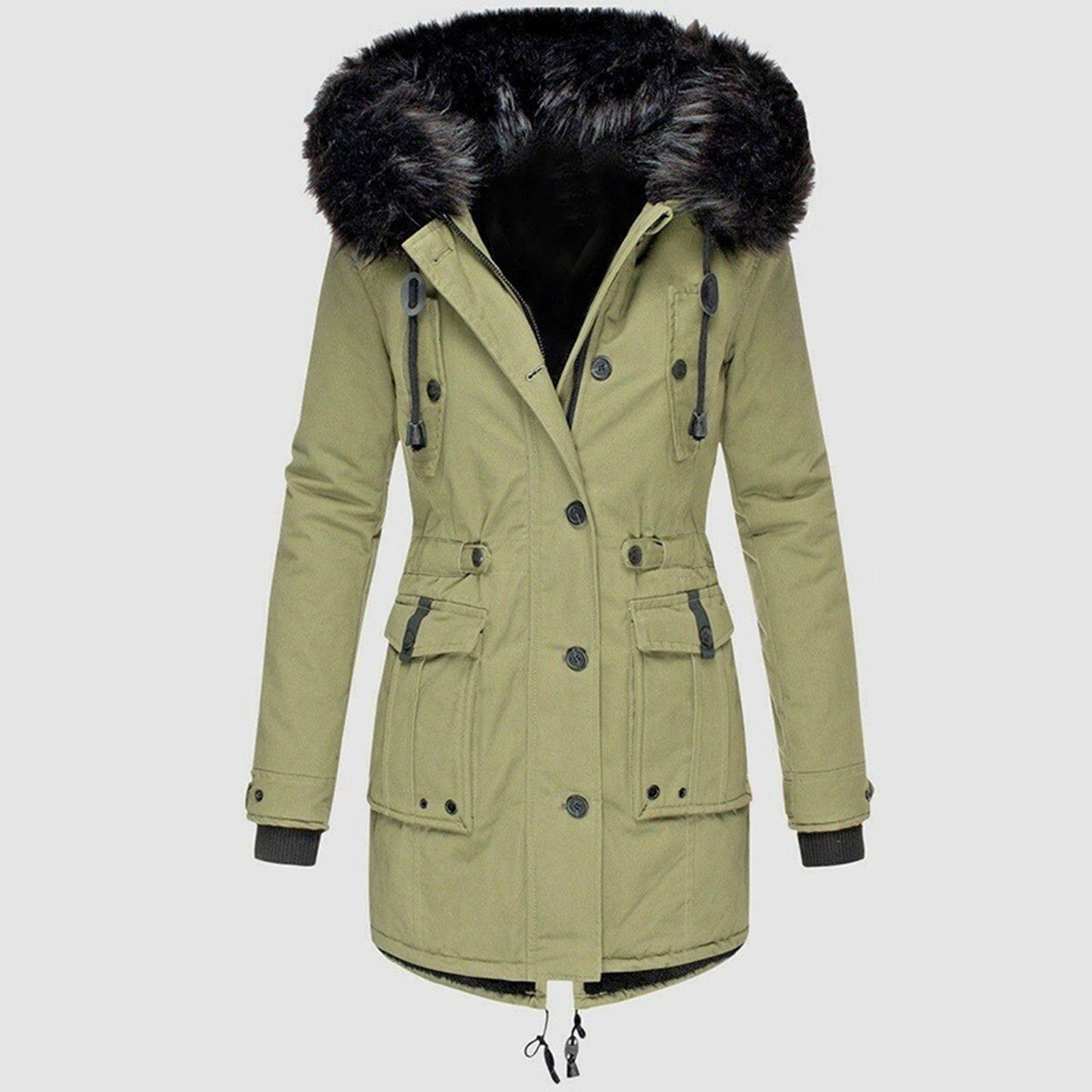 Ladies Hooded Parka with Adjustable Waist