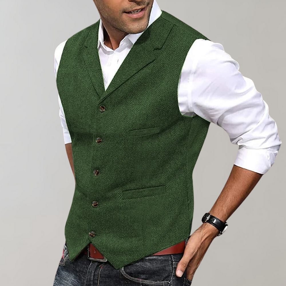 Slim Fit Men's Vest with Lapel Collar - ModishWorld