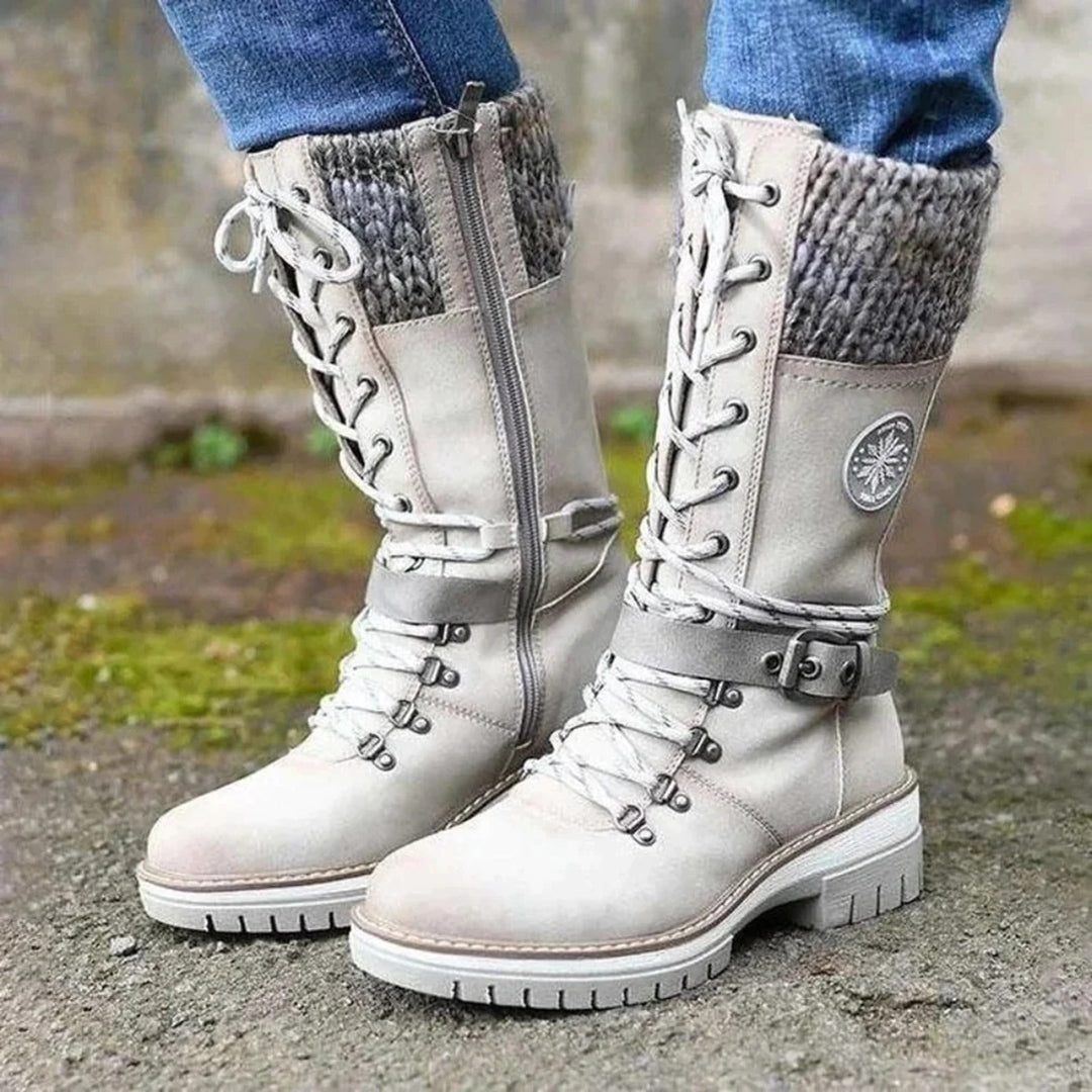 Tall Lace Up Women's Winter Boots with Zip Side - ModishWorld