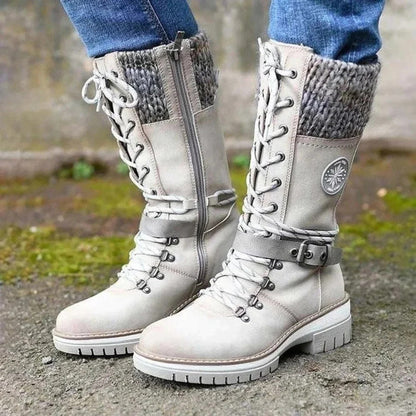 Tall Lace Up Women's Winter Boots with Zip Side - ModishWorld
