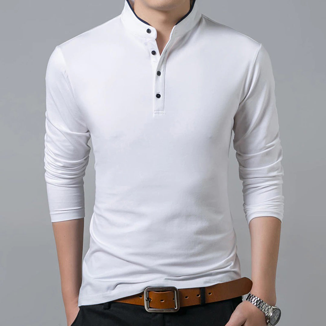 Classic Comfortable Mens Long Sleeve Polo Shirt