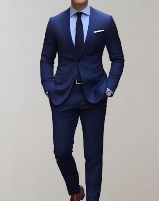 Classic 2-Piece Mens Suit with Flat Collar and Formal Pants - ModishWorld