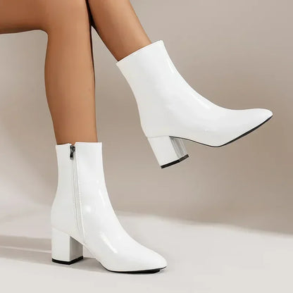 Women's Boots - Thick Heel Square Toe Ankle Boots