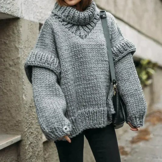 Warm Oversized Crew Neck Winter Sweater - ModishWorld