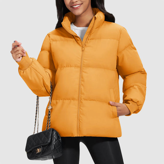 Warm Quilted Puffer Coat with Stand Collar - Modish World