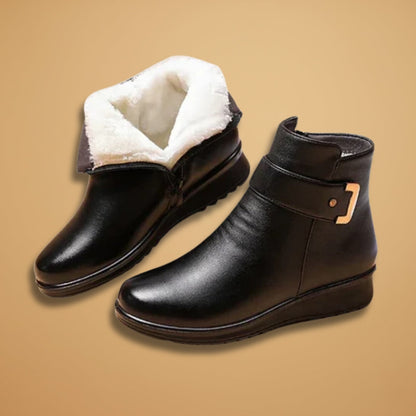 Ladies' Low Heel Boots with Zipper and Faux Fur Inside - Modish World